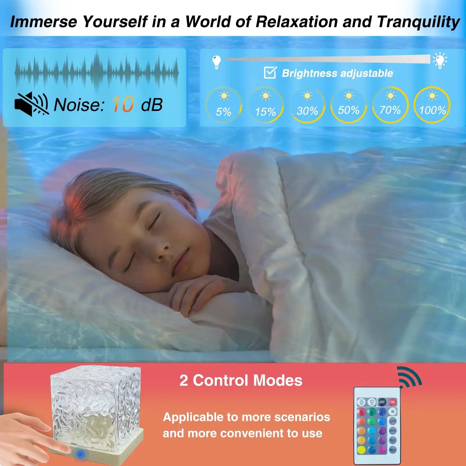 Ocean Lamp Water Light Projector - Water Ripple Projector Light Cube Aurora Northern Lights Wave Ripple Night Light for Bedroom | 2