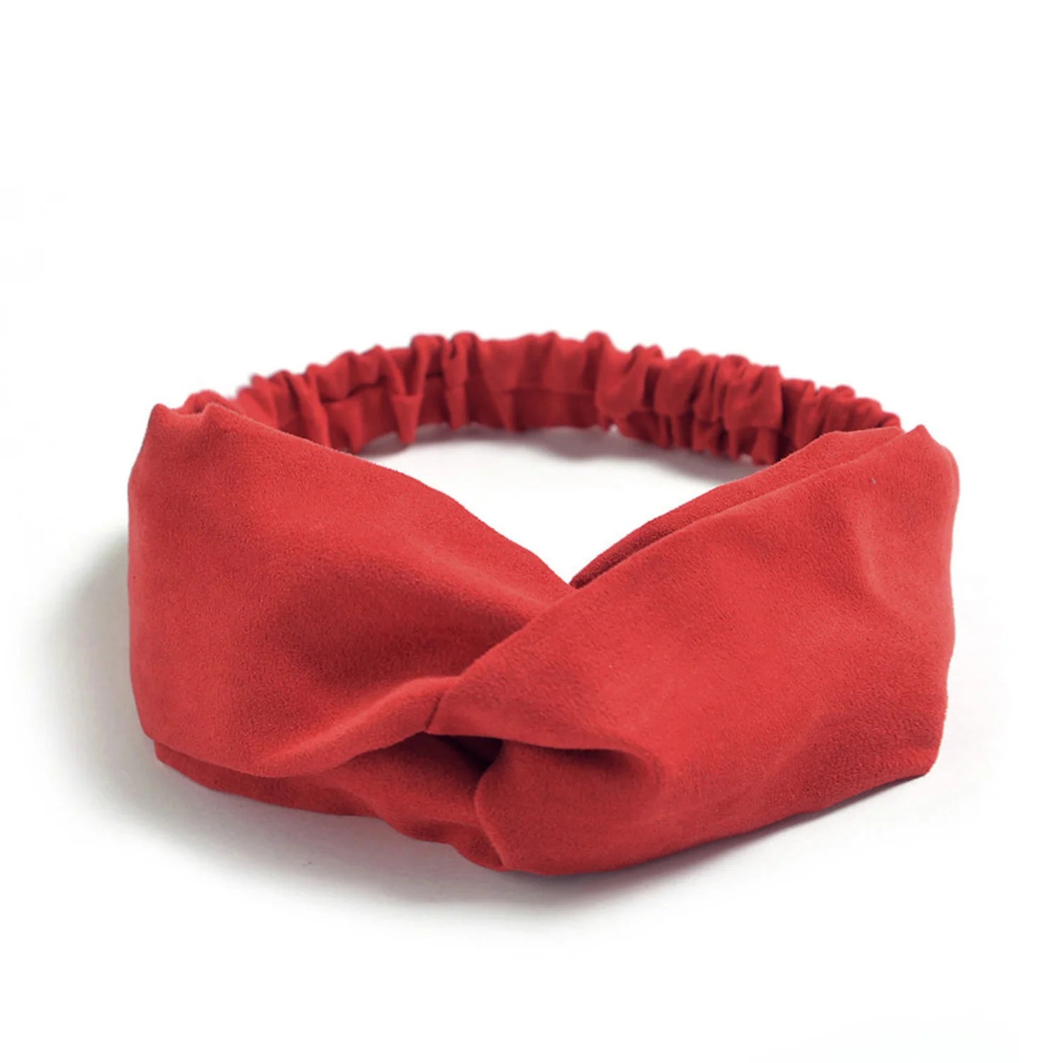 Cross Turban Solid Headbands for Women Twist Knotted Boho Suede Hair Bands For Girls Sweet Bow Headwrap Vintage Hair Accessories | Color:red