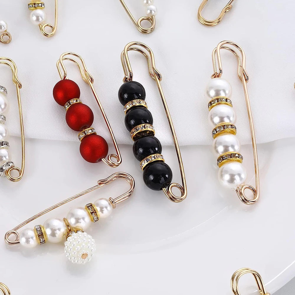 4/1PCS Heavy Duty Safety Pins Pearl Embellishment Brooch Pin Decorative Sweater Clips Safety Pins for Brooches Decorative Crafts | 3
