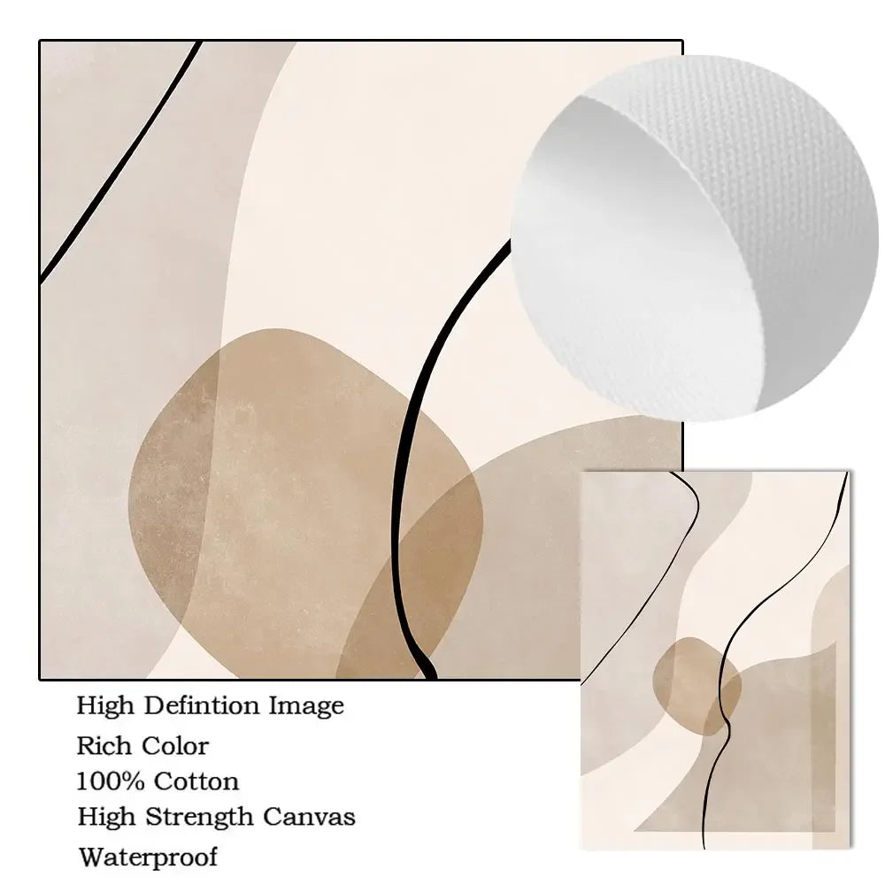 Abstract beige Geometry Line Wall Art Canvas Painting Pictures Boho Posters And Prints Modern Living Room Interior Home Decor | 4