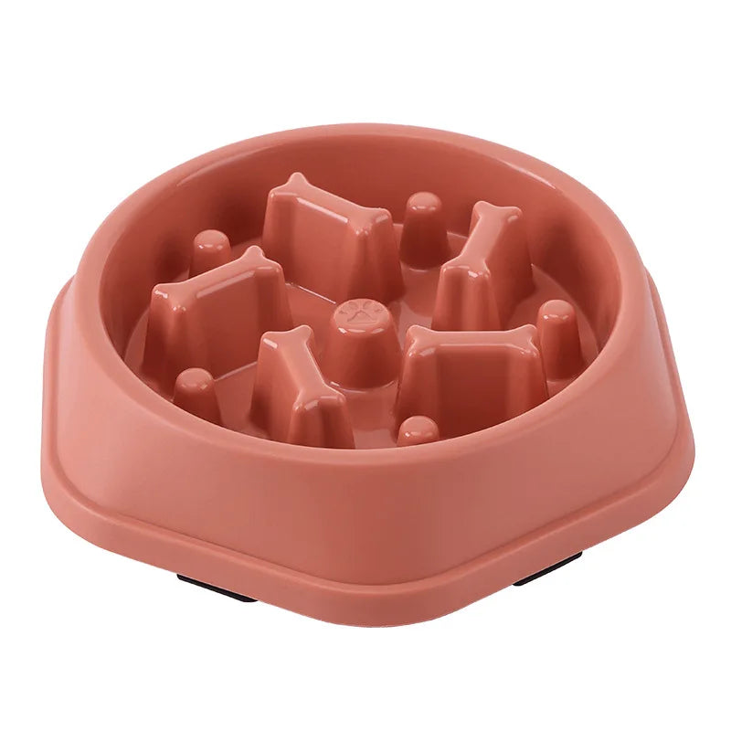 Pet Cat Dog Slow Food Bowl Fat Help Healthy Round Anti-choking Thickened And Non-slip Multiple Colors Shapes | Color:Picture color