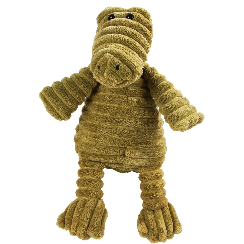 Pet Dog Molar Toy Vent Training Corduroy Monkey Pig Voice Plush Toy Dog Tooth Cleaning Supplie Dog Toys for Large Dogs | Color:Crocodile