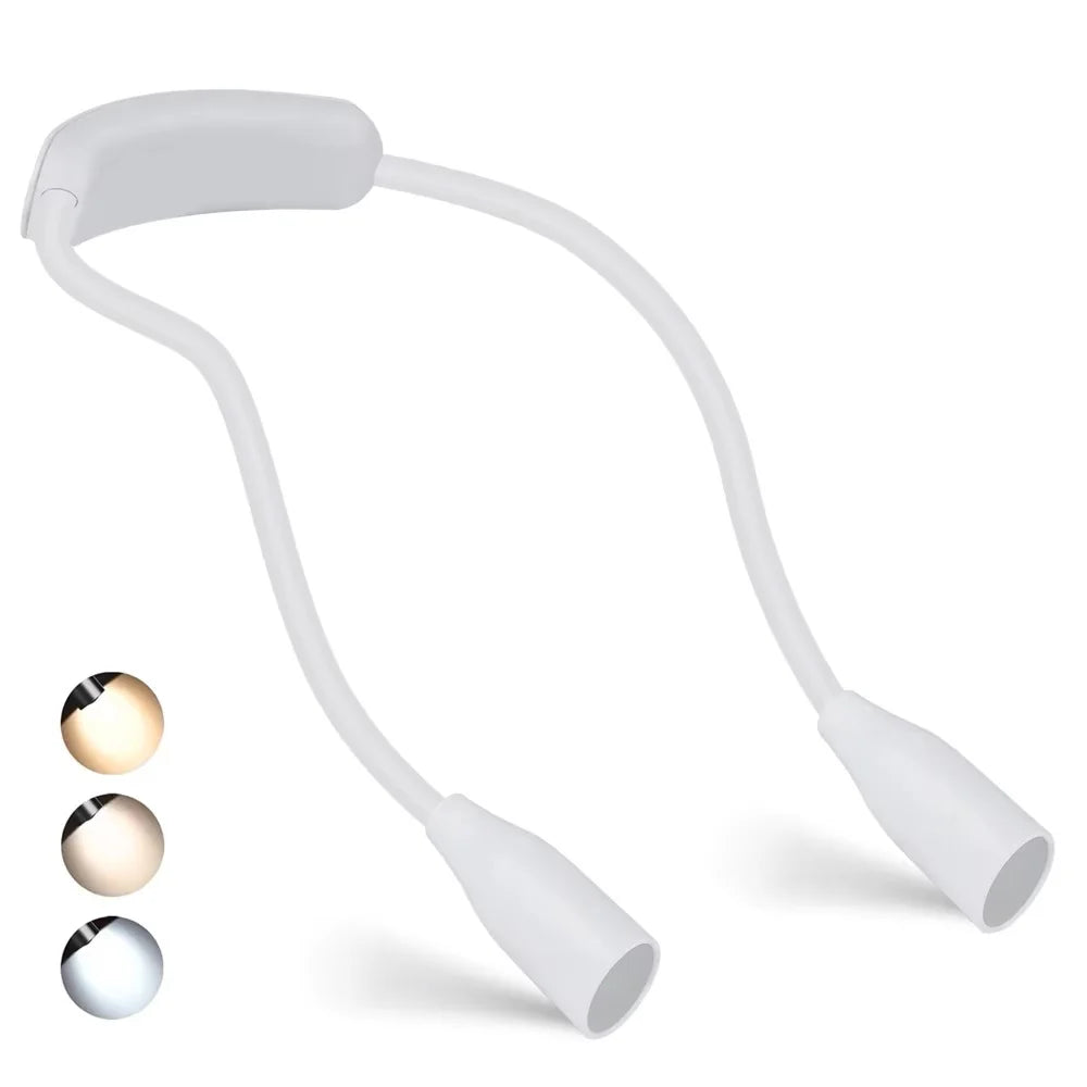 LED Reading Neck Light Usb Rechargeable Book Lamp 360° Flexible Arm Reading Book Light Read Neck Lamp Study Reading Night Light | Emitting Color:White