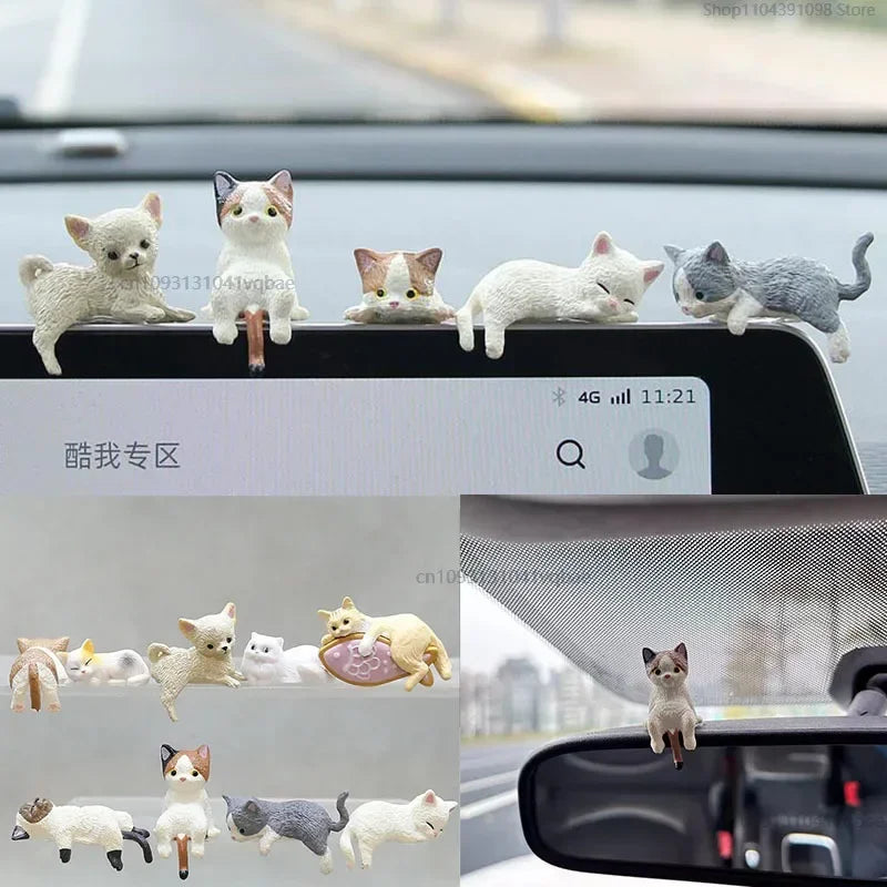 Home Decoration Cute Desktop Gifts Cartoon Simulation Edge Hang Cat Car Center Console Ornaments Decoration Car Accessories | 0