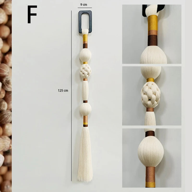 Boho Chic Art Decor Rope Knot Thick Polyester Luxury Woven Wall Hanging Decor For Wedding Or Living Room | Color:F-9x125cm