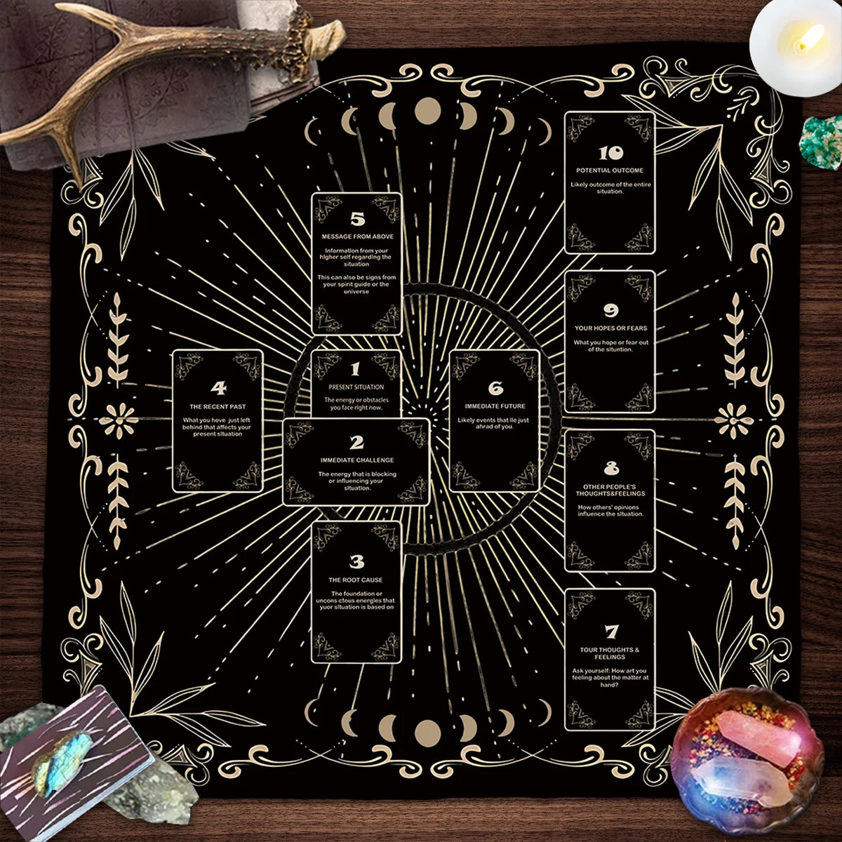 Celtic Cross Altar Cloth Tarot Card Table Cloth Witch Moon Divination Table Cover For Tarot Mat Witchy Gifts Decor Card Pad | 2