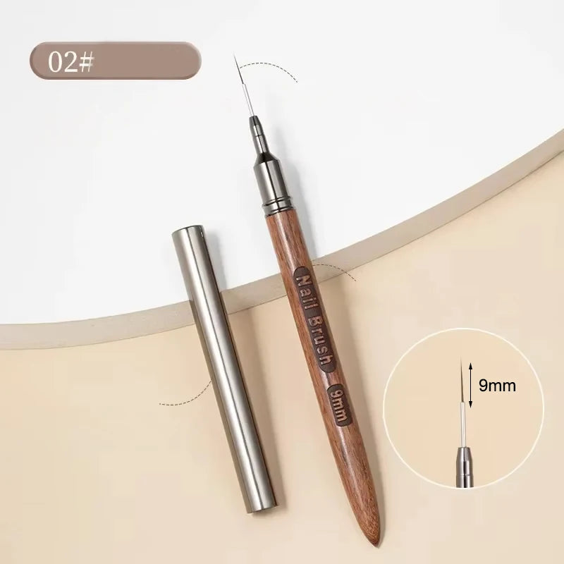 Nail Brush Wood Handle Gel Nail Art Liner DIY Painting Brush Drawing Lines Stripe Flower Painting Pen UV Gel Manicure Salon Tool | Color:Brown-9mm