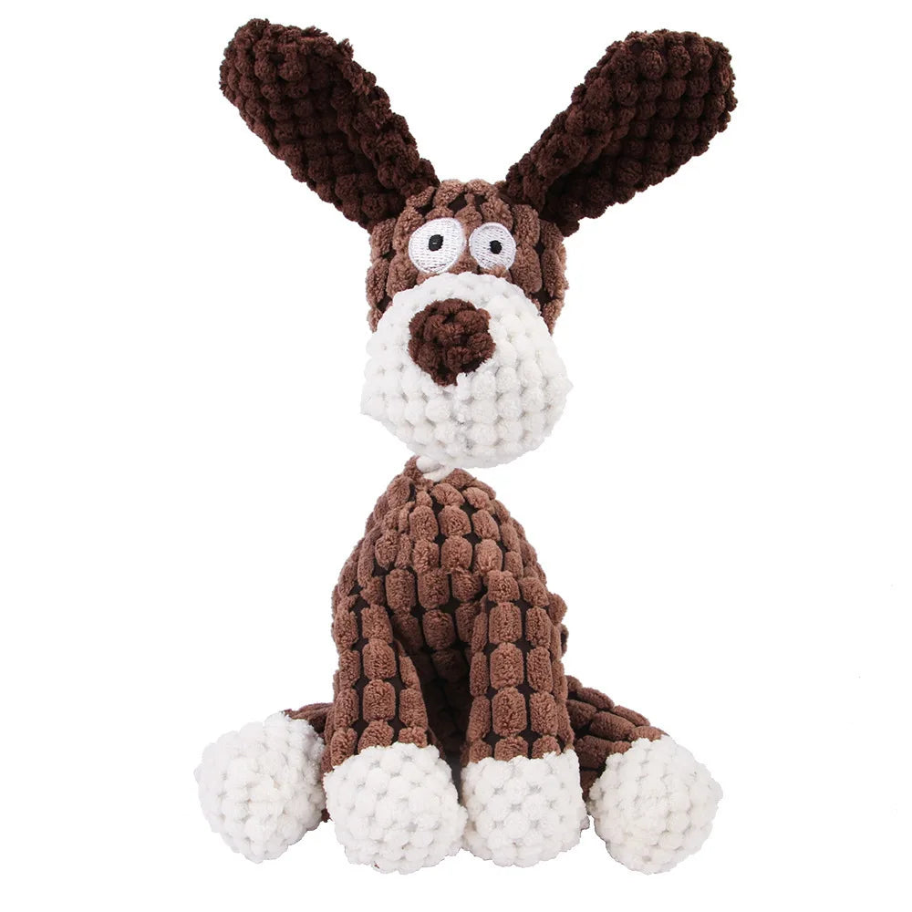 Pet Dog Molar Toy Vent Training Corduroy Monkey Pig Voice Plush Toy Dog Tooth Cleaning Supplie Dog Toys for Large Dogs | Color:brown