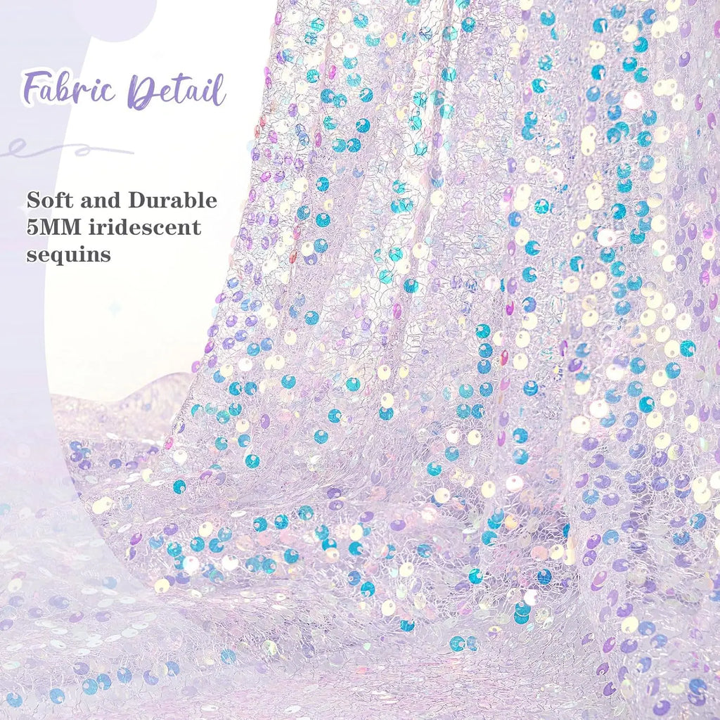 Sequin Iridescent Table Runner Boho Table Runners Glitter Sequin Tablecloth for Party Wedding Summer Mermaid Birthday Decoration | 3