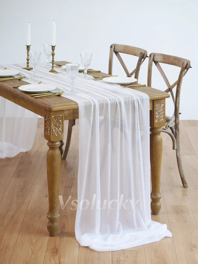 Table Runner Luxury Sheer for Wedding Rustic Boho Party Bridal Shower Birthday Christmas Decorations | Color:White