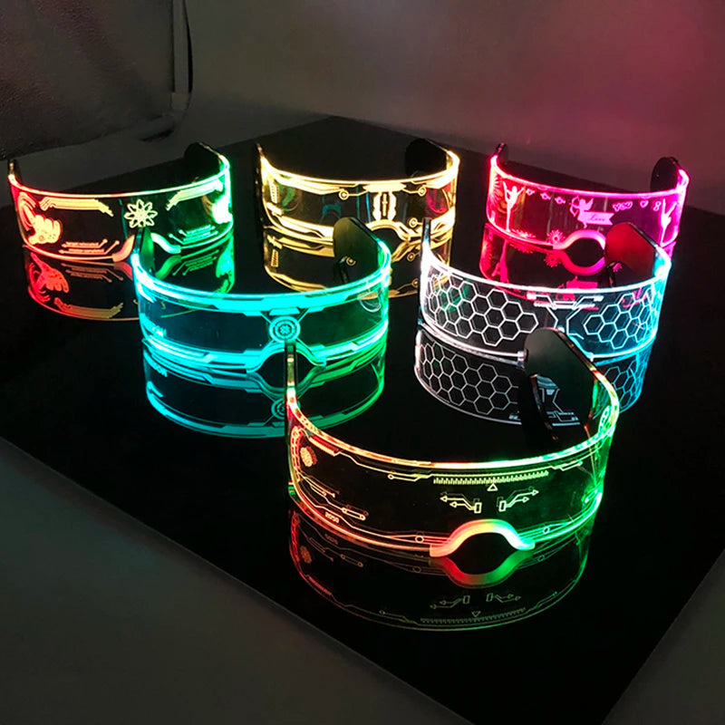 Fashion Luminous Decorative Glasses Neon Light Decoration LED Sunglasses For Nightclub DJ Dance Music Rave Costume Night | 0
