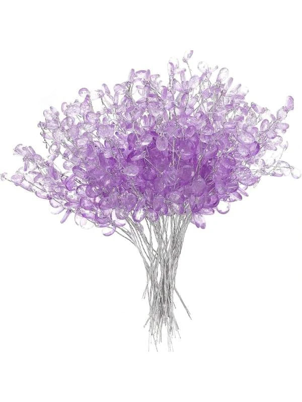 Artificial Flower Acrylic Water Droplet Handmade Valentine's Day Room Decor Wedding Bridal Bouquet Wreath Hairpin DIY Gift Candy | Color:PURPLE