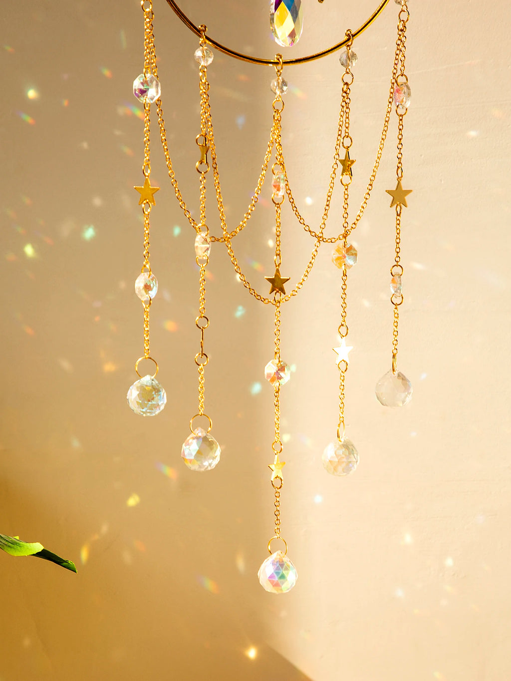 Suncatcher Crystal Moon Hanging Stained Glass Crystal Prism Boho Home Decoration Chandelier Crystal Garden Decoration Outdoor | 5