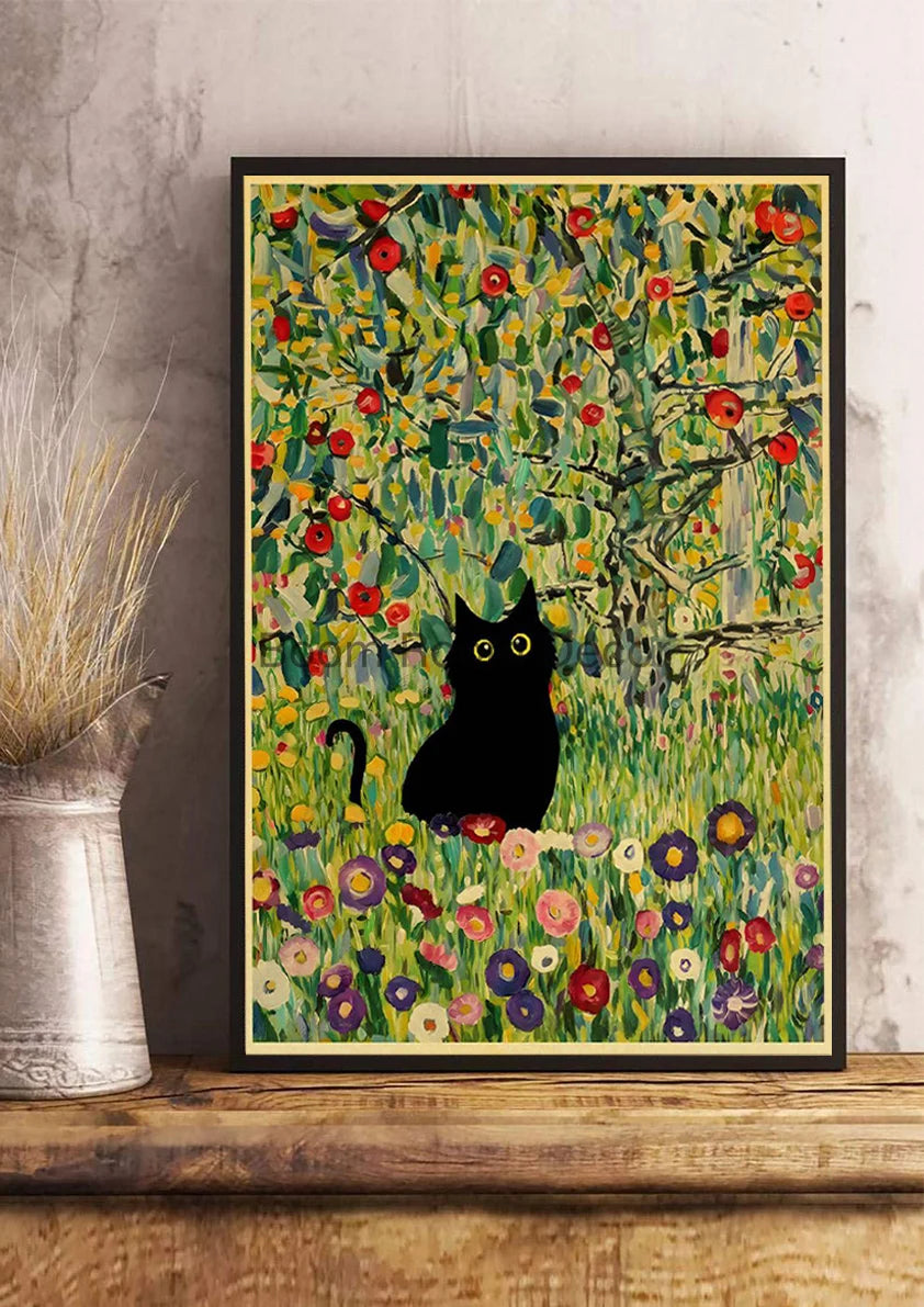 Digital Cats Cute Poster Kraft Paper Prints Modern DIY Funny Cartoon Room Painting Prints Art Picture Posters Living Room Decor | Color:Z123-28