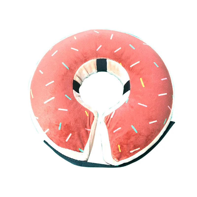 Dog Inflatable Cone Collar Adjustable Washable Post-Surgery Recovery Sweet Donuts for Large Medium Dogs Cats Protective Collar | Color:E