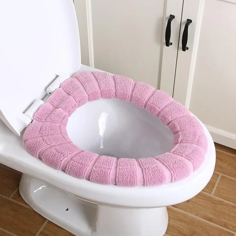 Toilet Seat Cover Warm Soft Acrylic Washable Mat Home Decor Closestool Mat Seat Case Toilet Lid Cover Accessories Bathroom Home | Color:Pink