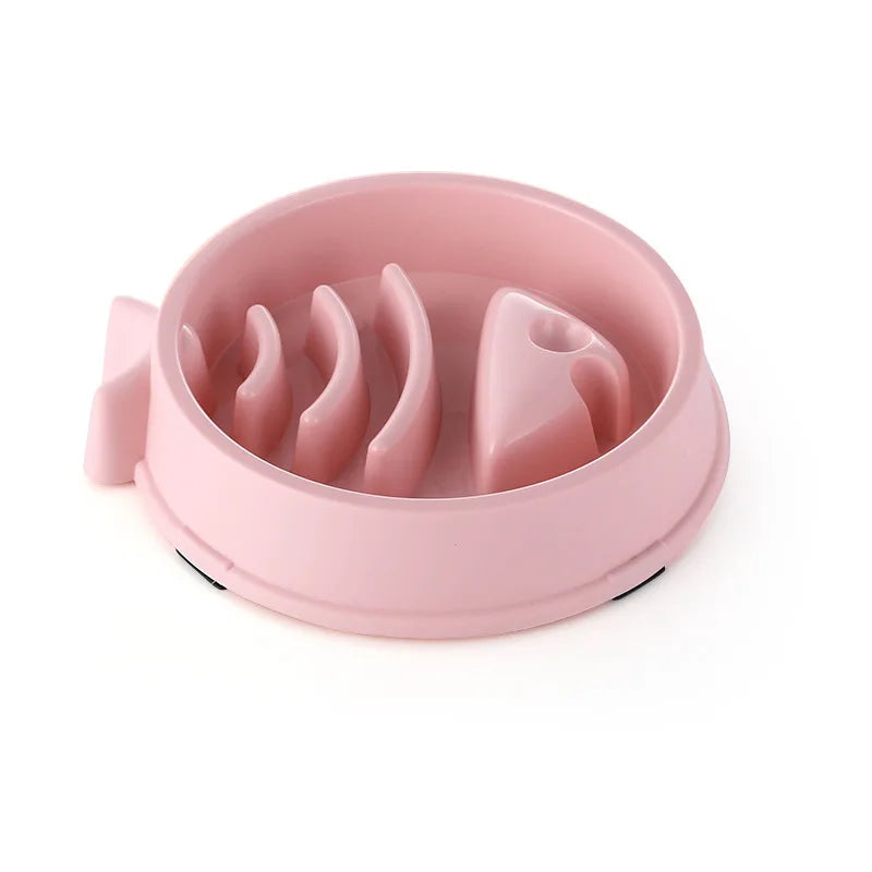 Pet Cat Dog Slow Food Bowl Fat Help Healthy Round Anti-choking Thickened And Non-slip Multiple Colors Shapes | Color:Picture color-4
