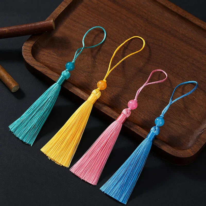 10pcs Tassels For Crafts Silky Tassel Handmade Soft Mini Tassels With Jade Beads for DIY Jewelry Making Bookmarks Crafts Decor | 2