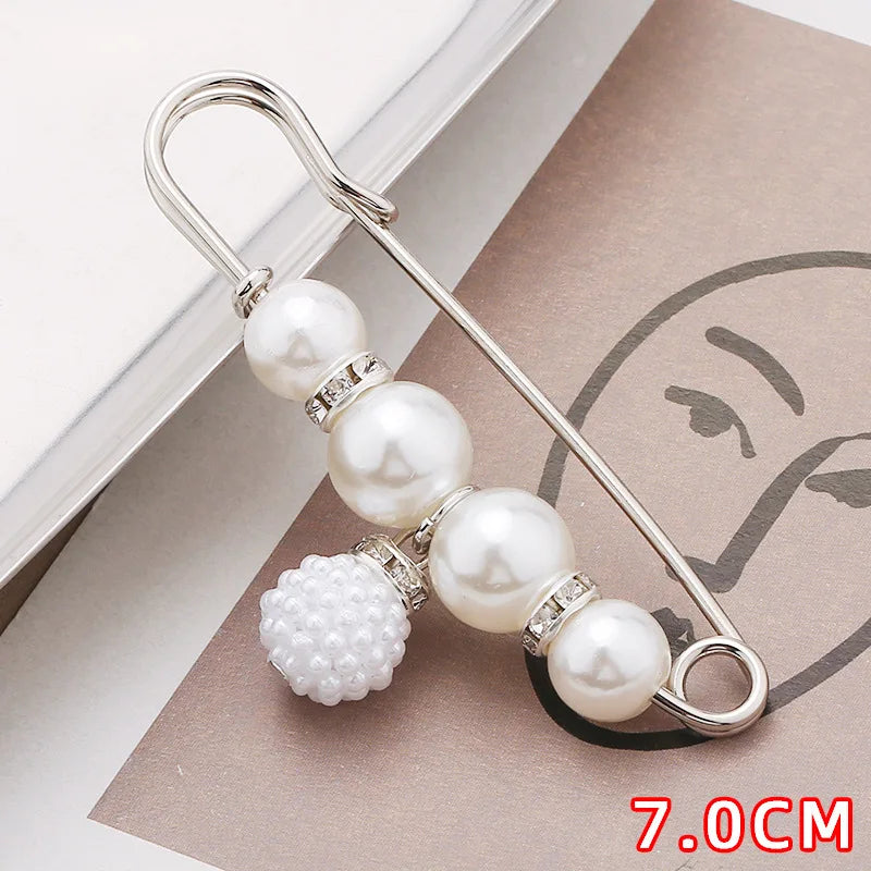 4/1PCS Heavy Duty Safety Pins Pearl Embellishment Brooch Pin Decorative Sweater Clips Safety Pins for Brooches Decorative Crafts | Color:6