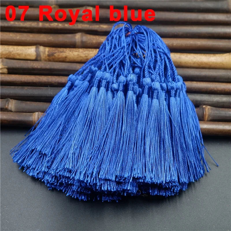 100pcs/lot 13cm Tassel Silk Fringe Silky Floss Bookmark Tassels Mini Tassels For DIY Craft Jewelry Making Souvenir Bookmarks | Color:07 RoyalBlue