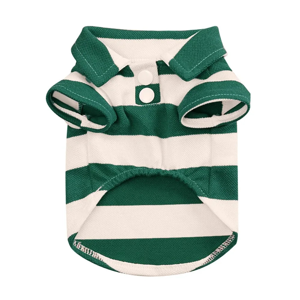 Stripe Dog Shirt Breathable Polo Shirts Summer Dog Clothes for Small Medium Dogs Cat Girl Boy Puppy Chihuahua Yorkie Pet Apparel | Color:green