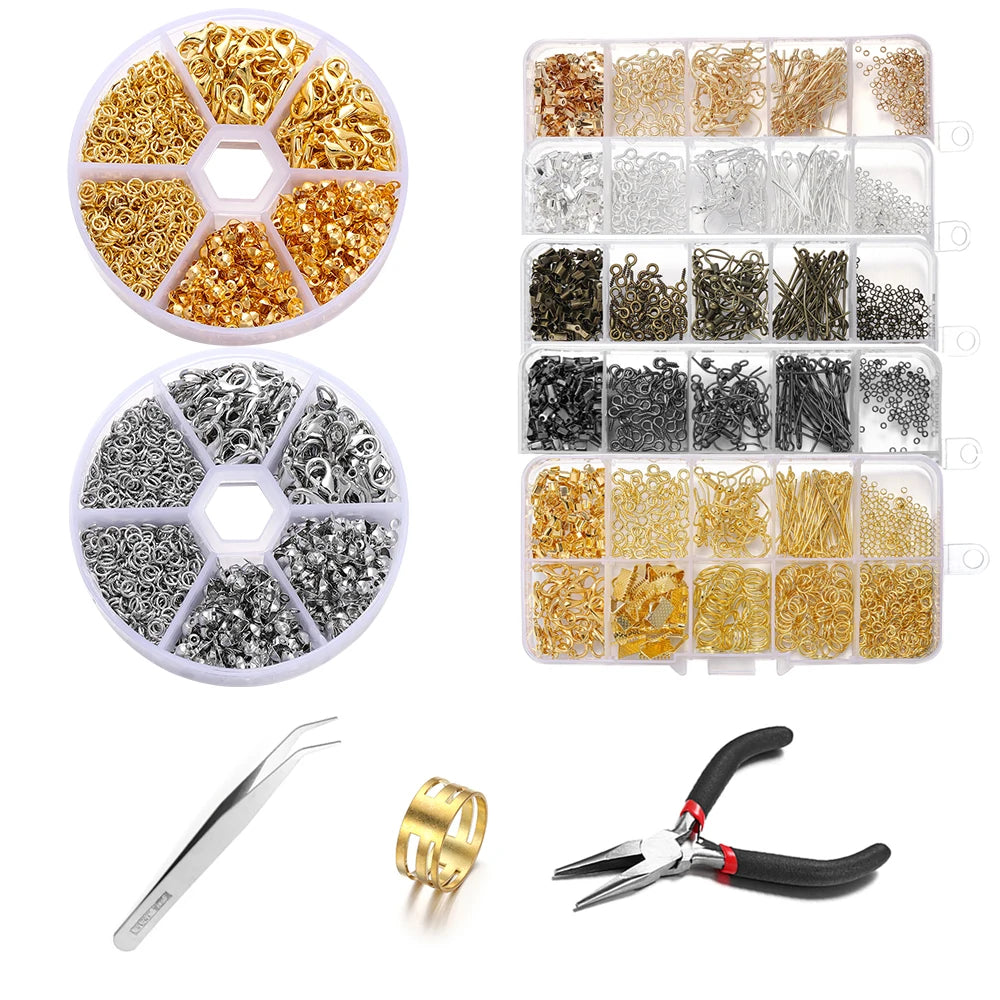 Alloy Accessories Jewelry Findings Set Repair Tools Lobster Clasp Open Jump Rings Earring Hooks for DIY Jewelry Making Supplies | 0