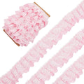 2 Yards Black White Pink Fold Wave Embroidery Lace Fabric Trim DIY Clothing Daily Home Decoration Accessory 5CM Wide | Color:Pink