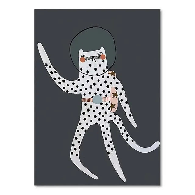 New Boho Cartoon Rabbit Mouse Goose Nurser Art Canvas Painting Nordic Retro Poster and Prints Wall Picture Baby Kids Room Decor | Color:K