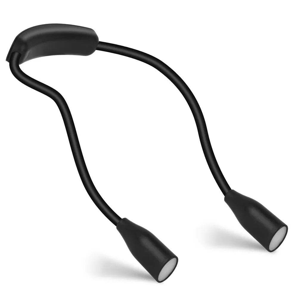 LED Reading Neck Light Usb Rechargeable Book Lamp 360° Flexible Arm Reading Book Light Read Neck Lamp Study Reading Night Light | Emitting Color:Black
