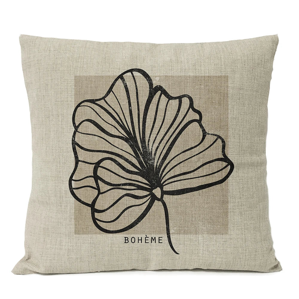 Simple Black Geometric Pillows Boho Leaves Throw Pillow Cover Bohemia Floral Cushion Home Decoration Decorative Sofa Pillow Case | 2
