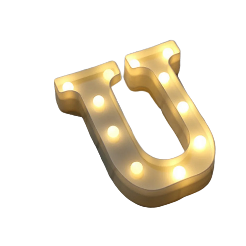 Luminous Number Lamp Alphabet Letter LED Lights Birthday Valentine's Day Wedding Party Decor 0-9 Digital A-Z Letters Night Light | Color:U