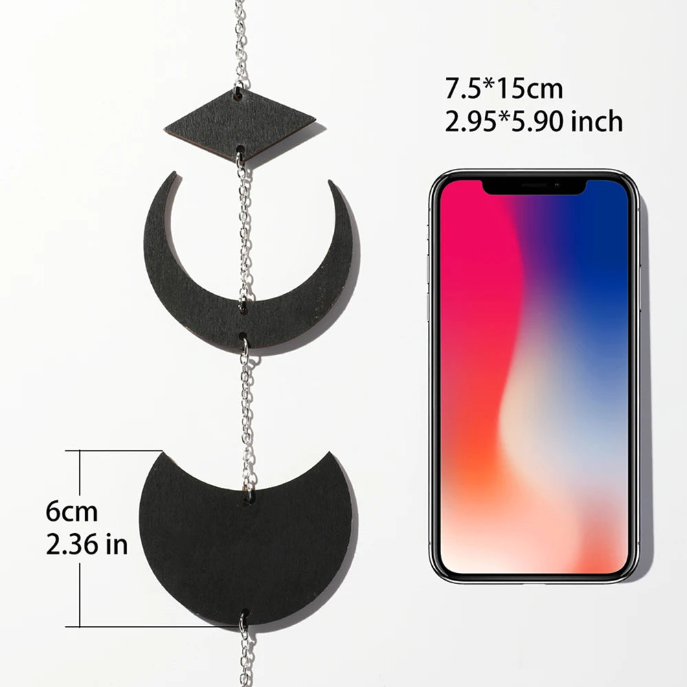 Moon Phase Wall Hanging Black Wooden Wall Decor Moon Garland Art Boho Room Decor Bedroom Office Nursery Garden Decoration Gift | 5