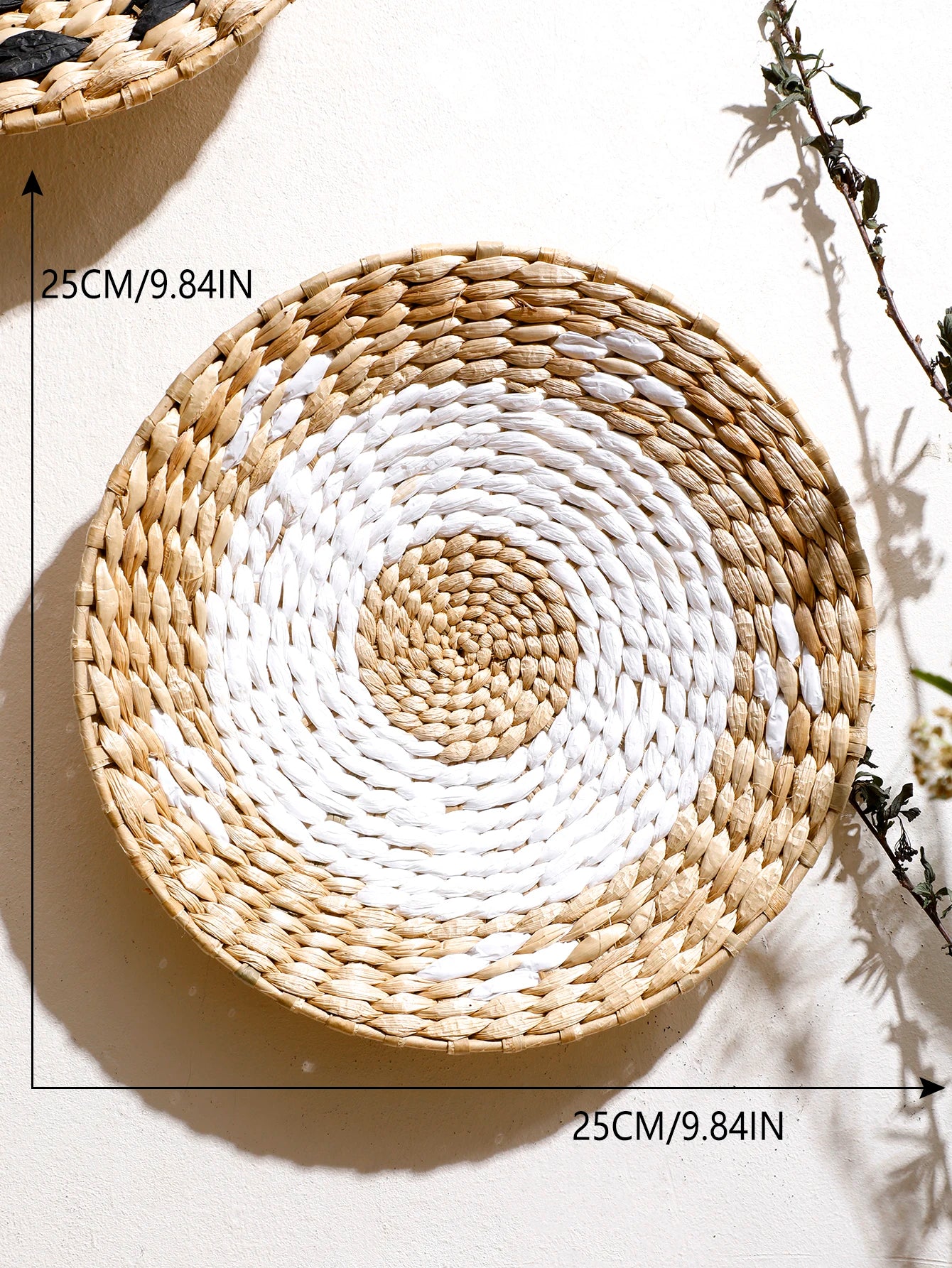 Wall Basket Decor Boho Handmade Seagrass Wall Hanging Decor Natural Basket Wall Art for Kitchen Bedroom Living Room Ornament | Color:Wall decor MS8203