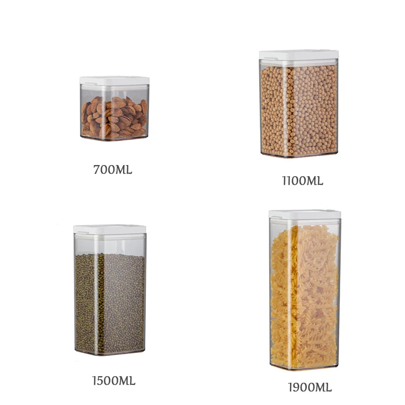Opening Lid Sealed Jar Transparent Body Food Grade AS Container Kitchen Organizer Tea Coffee Grain Snack Storage Tank | Color:Jar Set