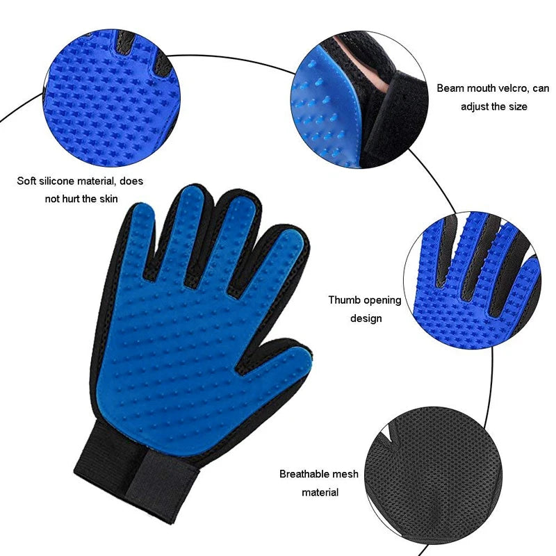 DualPet Pet Grooming Glove for Dog Cats Glove Pet Hair Deshedding Brush Comb Glove Pet Dog Cleaning Massage Glove Accessories | 4