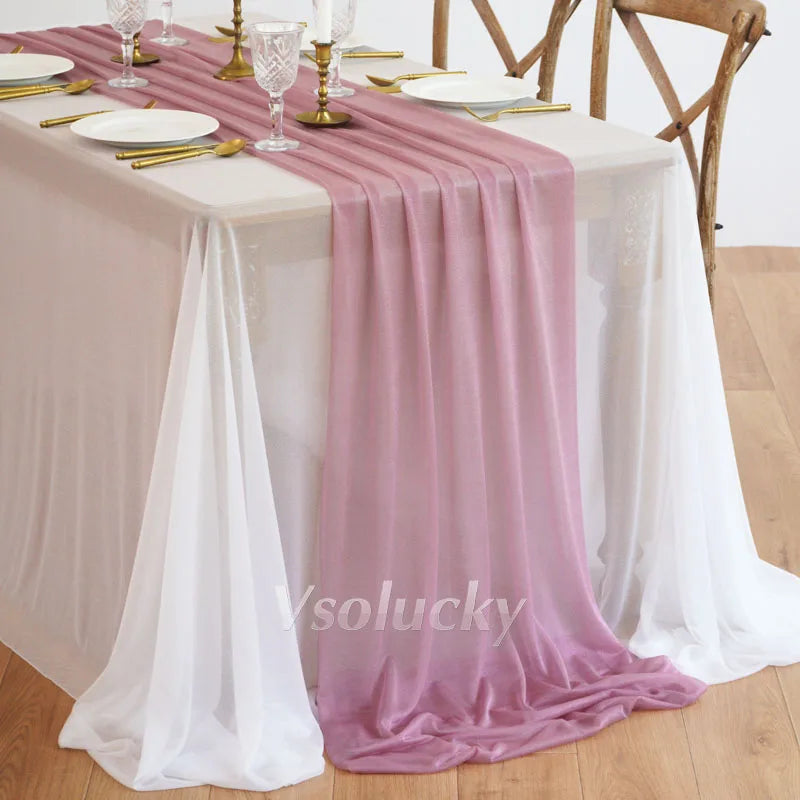 Table Runner Luxury Sheer for Wedding Rustic Boho Party Bridal Shower Birthday Christmas Decorations | Color:Mauve