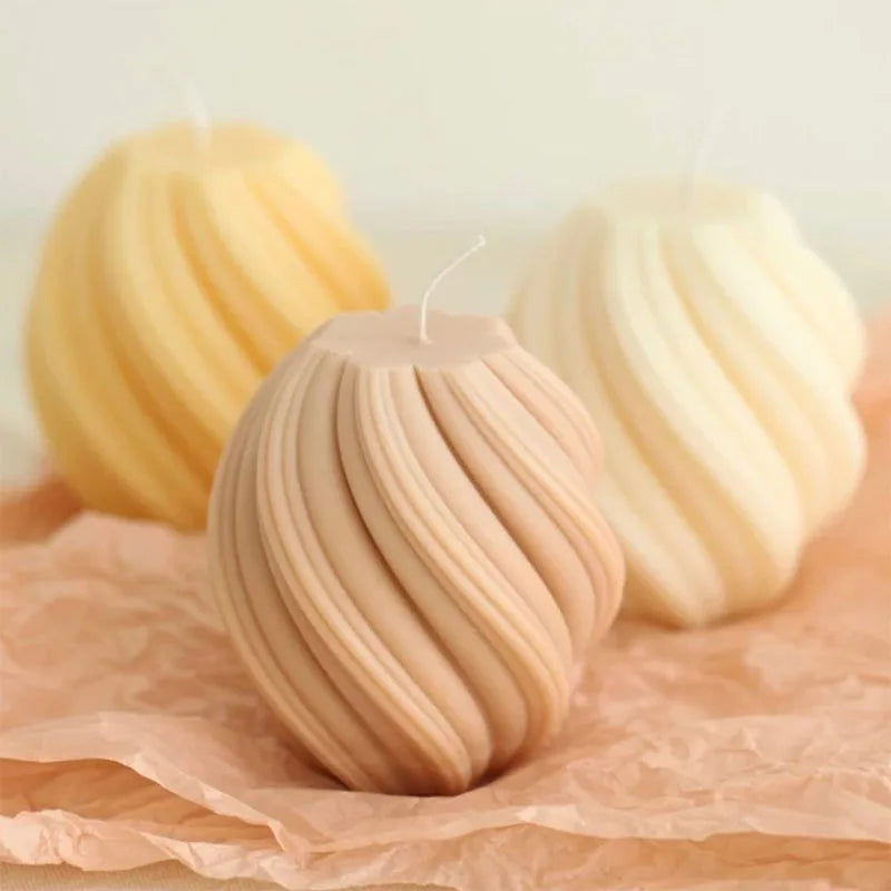 3D Rotating Pillar Candle Silicone Mold Geometric Wave Candle Wax Mould DIY Abstract Art Soap Resin Gypsum Mold Home Craft Decor | 3