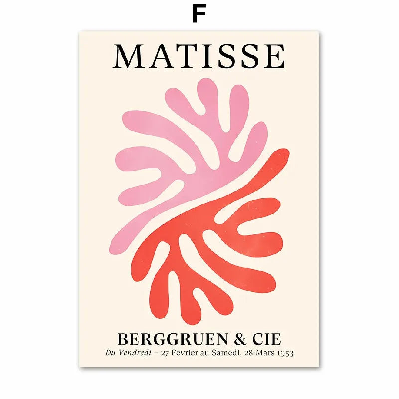 Matisse Poster Coral Leaves Flowers Abstract Plant Canvas Painting Nordic Room Wall Art Prints Picture For Hoom Decoration | Color:F