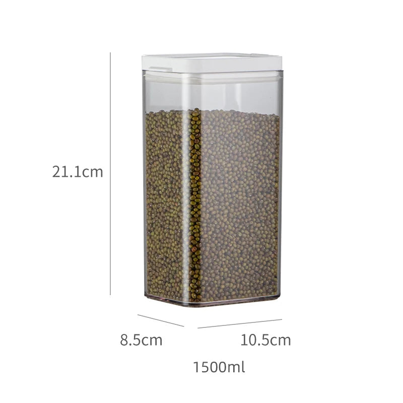 Opening Lid Sealed Jar Transparent Body Food Grade AS Container Kitchen Organizer Tea Coffee Grain Snack Storage Tank | Color:1500ML