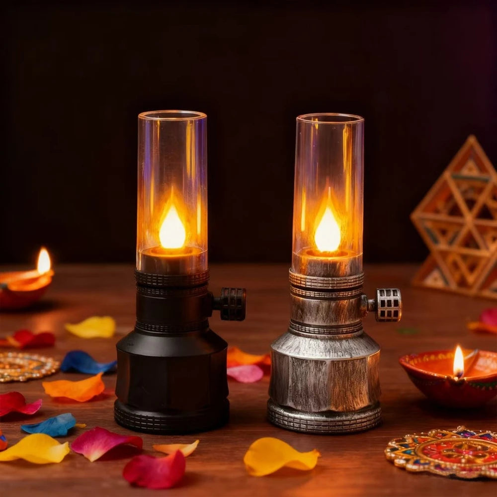 Candle Light Picnic Camping Retro Decorative Ambience Light Desktop LED Electronic Candle Desk Lamp Night Light Decoration | 0