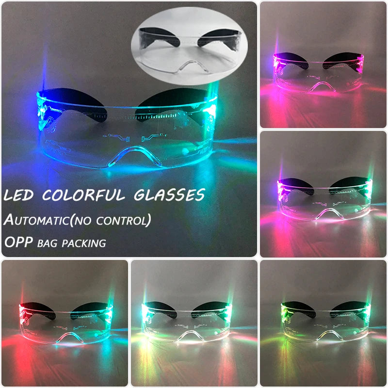 Fashion Luminous Decorative Glasses Neon Light Decoration LED Sunglasses For Nightclub DJ Dance Music Rave Costume Night | Lenses Color:Type A
