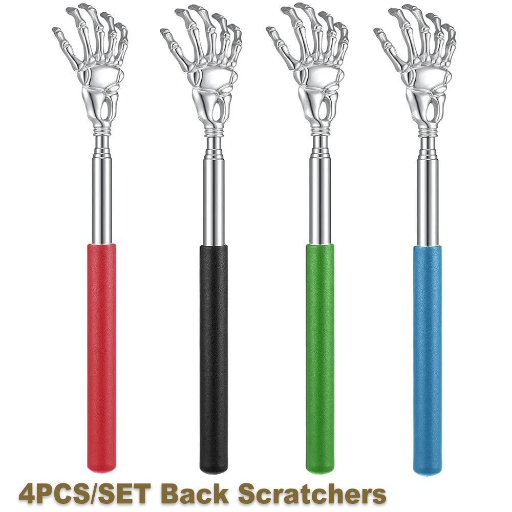 Portable Extendable Back Scratcher Stainless Steel Telescoping Back Scratcher for Both Human and Pets Extendable Back Massager | Color:4PCS