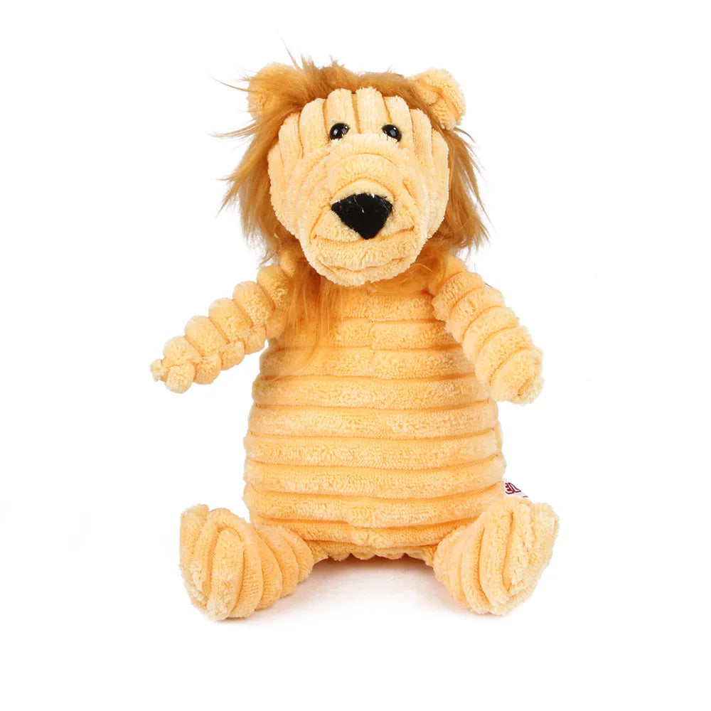 Pet Dog Molar Toy Vent Training Corduroy Monkey Pig Voice Plush Toy Dog Tooth Cleaning Supplie Dog Toys for Large Dogs | Color:Lion