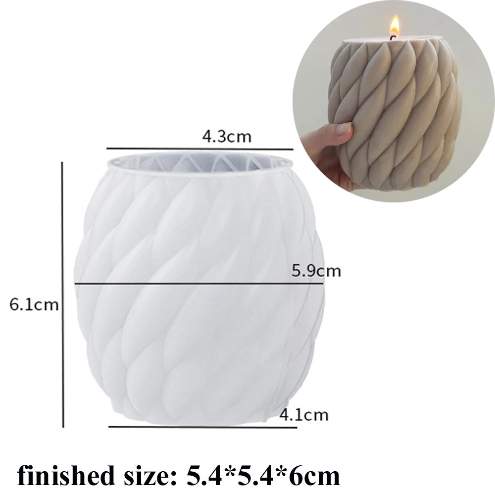 3D Rotating Pillar Candle Silicone Mold Geometric Wave Candle Wax Mould DIY Abstract Art Soap Resin Gypsum Mold Home Craft Decor | Color:182301