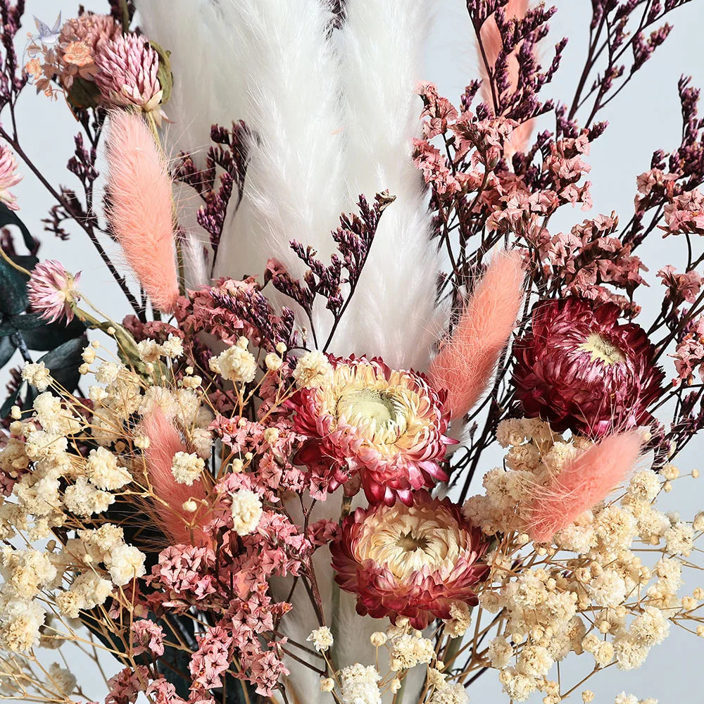 Nature Dry Helichrysum Bracteatum Eucalyptus Colorful Flower Bouquet Boho Chic Centerpieces for Wedding Pampas Grass Home Decor | 3