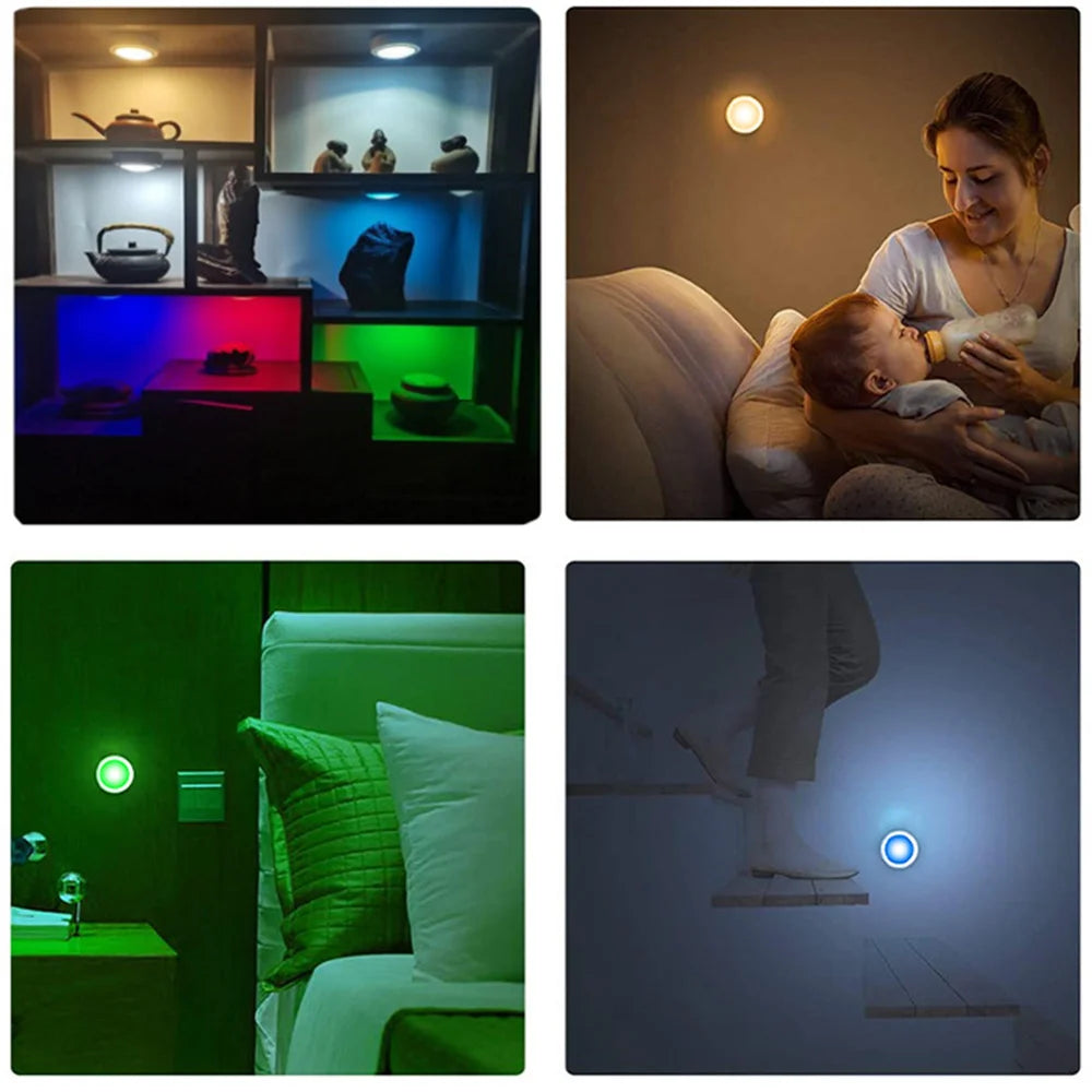 RGB LED Under Cabinet Lights with Remote Control Battery Powered Wireless Dimmable Night Lamp LED Lights for Home Wardrobe Light | 5