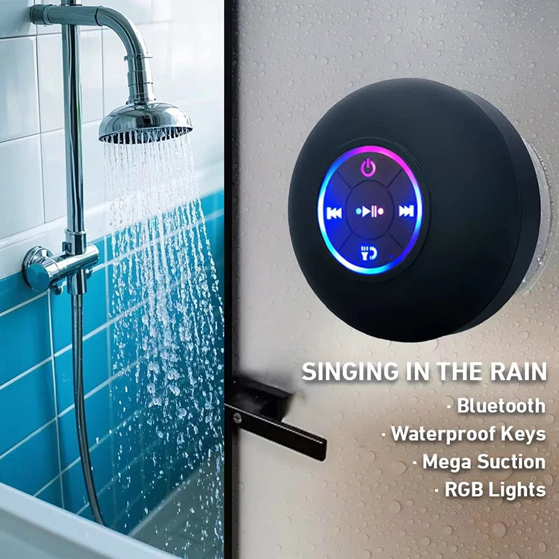 Portable Wireless Bluetooth Speaker LED Light IPX4 Waterproof Loudspeaker Outdoor Bathroom Large Suction Cup Stereo Sound Box | 0