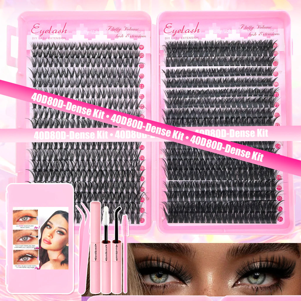 DIY Lash Extension Kit Clusters Individual Eyelashes Kit 9-16mm with Bond and Seal Wispy Natural Mange Lashes | 3