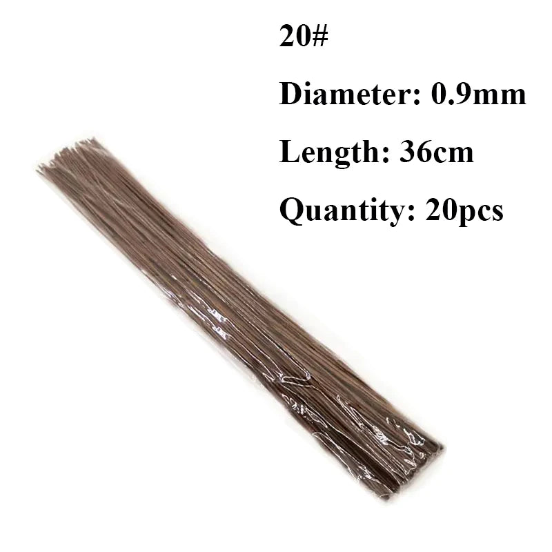 #26 #20 Paper Floral Wire 0.45mm/0.9mm Diameter 36cm 30mm Long Iron Wire Useds For DIY Nylon Stocking Flower Branche Making | Color:Coffee 1