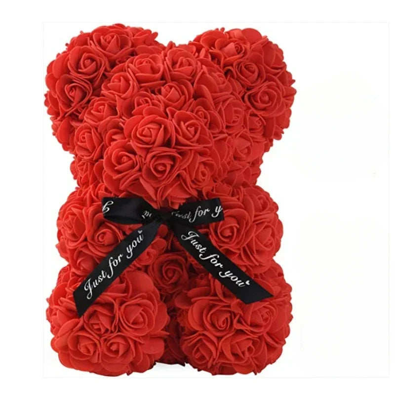 2026 New Artificial Flower Eternal Rose Teddy Bear for Mom Mother's Day Birthday Valentine's Day Anniversary Gifts & Decorations | Color:Red-1